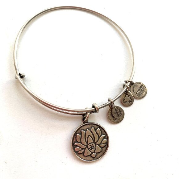 Alex and Ani Lotus Charm Bracelet - Silver Finish Expands 2"- 3.5" - Picture 1 of 2